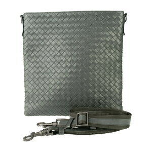BOTTEGA VENETA Intrecciato Shoulder Bag Gray Calf Leather Crossbody